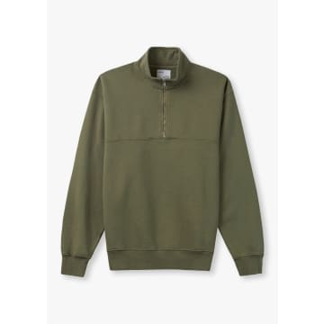 Shop Colorful Standard Mens Organic Quarter Zip Sweatshirts In Dusty Olive In Green