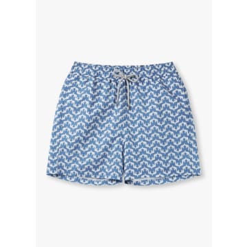 Love Brand Mens Staniel Printed Swim Shorts In Elephant Palace In Blue