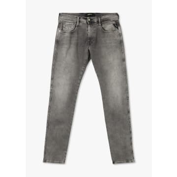 Replay Mens Anbass Hyperflex Dust Slim Jeans In Medium Grey