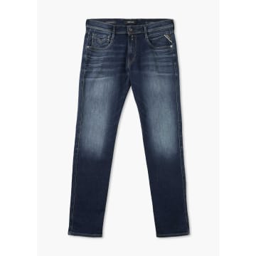 Shop Replay Mens Anbass Hyperflex Dust Slim Jeans In Dark Blue