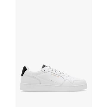 Shop Replay Mens Smash Choice Leather Trainers In White
