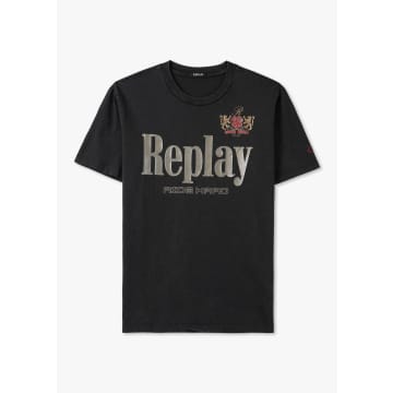 Replay Mens Ride Hard Graphic T-shirt In Black