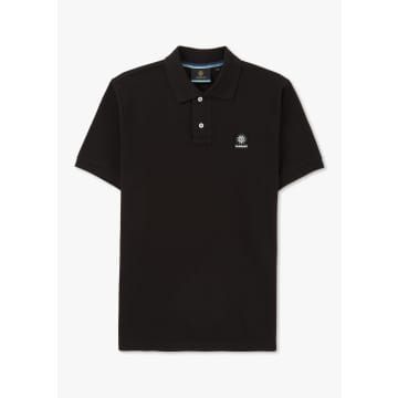Shop Sandbanks Mens Badge Logo Polo Shirt In Black