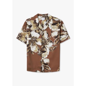 Shop Che Mens Hopper Floral Shirt In Chocolate Brown