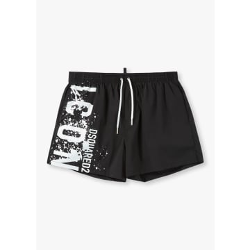 Shop Dsquared2 Mens Icon Swim Shorts In Black/white