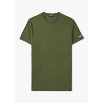 Shop Dsquared2 Mens Logo T-shirt In Military Green/white