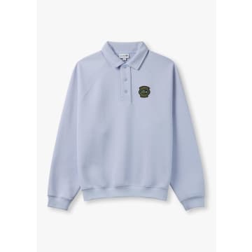 Shop Lacoste Mens French Heritage Snap Button Pique Sweatshirt In Light Blue