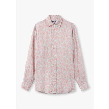 Shop Love Brand Mens Abaco Printed Shirt In Crazy Coral In Pink