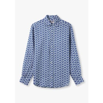 Love Brand Mens Abaco Printed Shirt In Elephant Palace In Blue