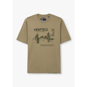 Penfield Mens Reverence Print T-shirt In Slate Green In Orange