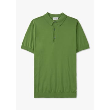 John Smedley Mens Adrian Knitted Polo Shirt In Olive Green
