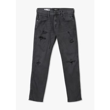 Shop Replay Mens Anbass Hyperflex Original Broken & Repaired Slim Jeans In Grey