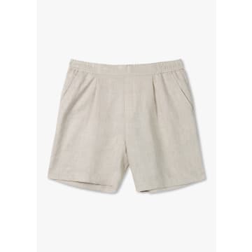 Shop Che Mens Linen Shorts In Oat