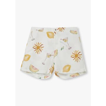Shop Che Mens Tropical Refresh Swim Shorts In Ivory
