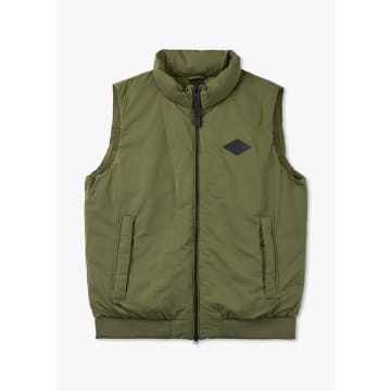 Replay Mens Quilted Gilet Vest In Khaki Green In Neutrals