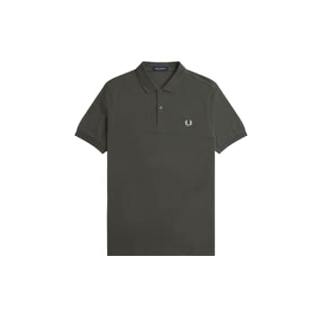 Shop Fred Perry Slim Fit Plain Polo Field Green / Oatmeal