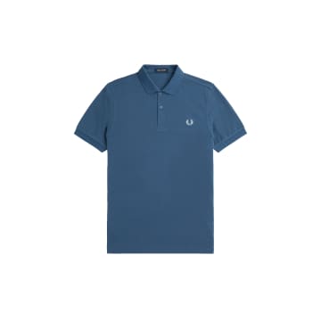 Shop Fred Perry Slim Fit Plain Polo Midnight Blue / Light Ice
