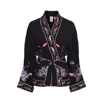 Shop Y.a.s. | Sol Ls Short Belt Kimono In Black