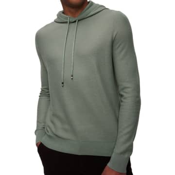 Shop Hugo Boss Trapani Knitted Cotton Blend Hoodie In Open Green 50511771 373