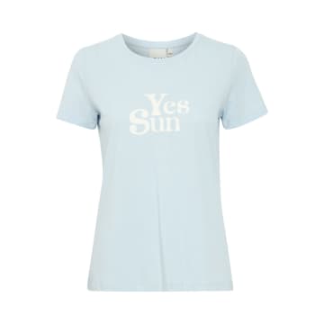 Shop Ichi Camino Slogan T Shirt-cashmere Blue-20121024