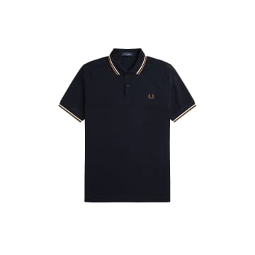 Fred Perry Slim Fit Twin Tipped Polo Navy / Snow White / Shaded Stone In Blue