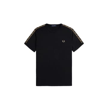 Shop Fred Perry Taped Ringer T-shirt Black / Warm Stone