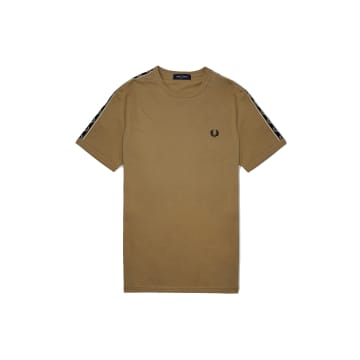 Shop Fred Perry Taped Ringer T-shirt Warm Stone