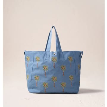 Shop Elizabeth Scarlett Sunset Palm Carryall Bag In Blue