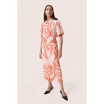 Shop Soaked In Luxury Slwynter Midi Dress In Hot Coral In Pink