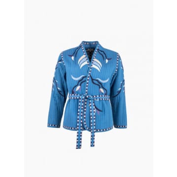 Ange Sarah Embroidered Jacket In Indigio In Blue
