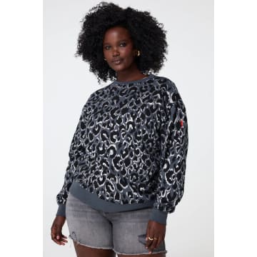 Shop Scamp & Dude : Grey With Black And Silver Foil Leopard Oversized Sweatshirt