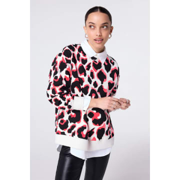Shop Scamp & Dude : Ivory With Neon Coral And Black Mega Shadow Leopard Oversized Sweatshirt