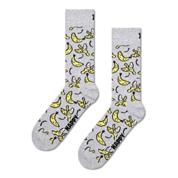 Shop Happy Socks Light Grey Banana Socks