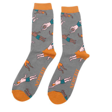 Shop Miss Sparrow Men's Mr Heron Swimmer Socks In Grey