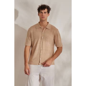 Shop Daniele Fiesoli Button-up Knitted Shirt Sand In Neutrals
