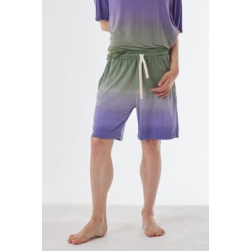 Shop Daniele Fiesoli Linen Faded Design Shorts Green/purple