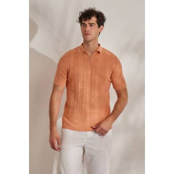 Shop Daniele Fiesoli Jacquard Knitted Zip-up Shirt Orange