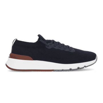 Shop Brunello Cucinelli Knitted Lace-up Sneakers