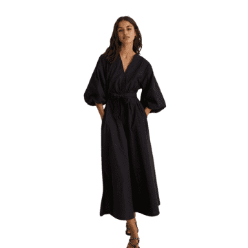 Shop Yerse Blanca Midi Dress In Black From