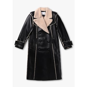 Shop Stand Studio Womens Frankie Faux Leather Coat In Black/beige