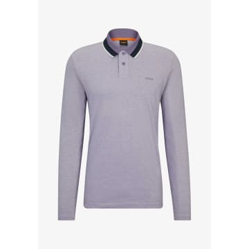 Shop Hugo Boss Boss Peoxford Long Sleeve Polo Shirt Purple