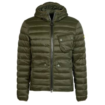 Shop Barbour Sage Green Racer Ouston Quilted Hooded Jacket