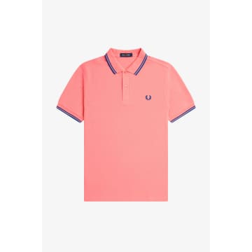 Shop Fred Perry M3600 Polo Shirt Light Coral Heat/cobalt In Pink