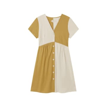 Shop Thinking Mu W Hebe Pathed Dress In Yellow
