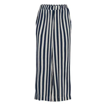 Shop Ichi Marrakech Trousers In Total Eclipse Stripe