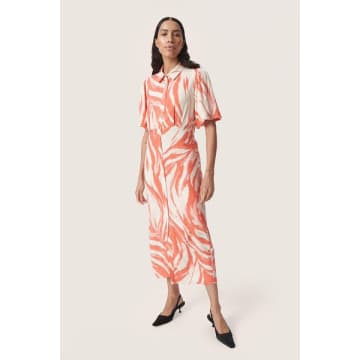 Shop Soaked In Luxury Wynter Midi Dress In Hot Coral Wave In Pink