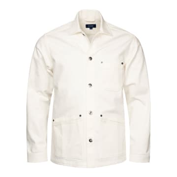 Shop Eton - White Heavy Denim Overshirt 10001077101