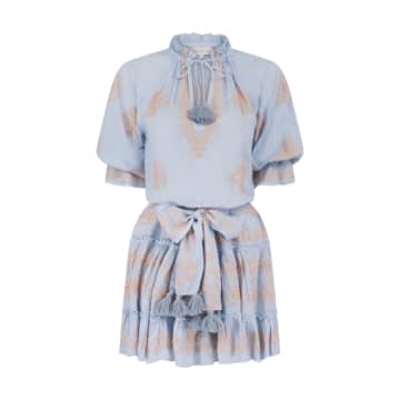 Shop Pranella Sia Dress In Blue And Taupe