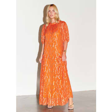 Never Fully Dressed Orange Jacquard Bibi Dress