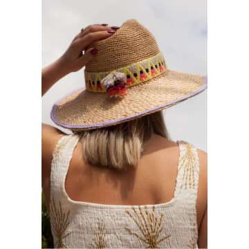 Shop Raffaello Bettini Straw Hat With Embroidered Band